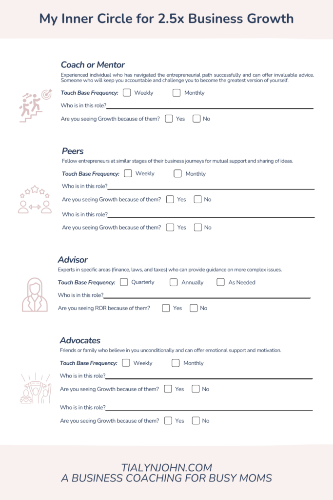 Inner Circle worksheet to help you analyze who is in your circle 
